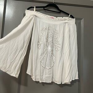 Lilly Pulitzer White Beaded Nita off the shoulder top size Small